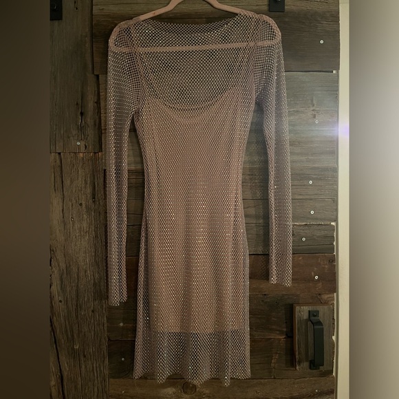 Beige Dynamite Rhinestone Dress - Picture 1 of 3